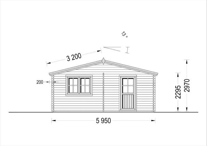 Dreifachgarage aus Holz (44mm), 9x6m, 54m²