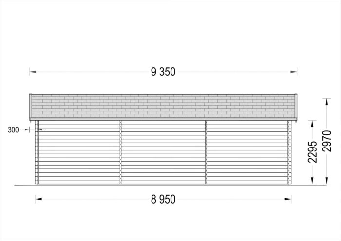 Dreifachgarage aus Holz (44mm), 9x6m, 54m²