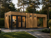 Gartenhaus PREMIUM (Isoliert, SIPS), 5x3 m, 15 m² Mit Terrasse 3x3 m, 9 m²