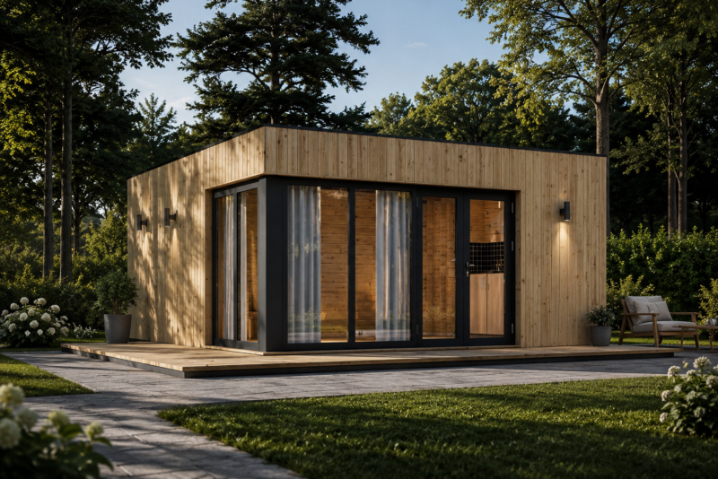 Premium Gartenhaus TOBI (34–44 mm + Holzverschalung), 6×5 m – 30 m² Isoliert