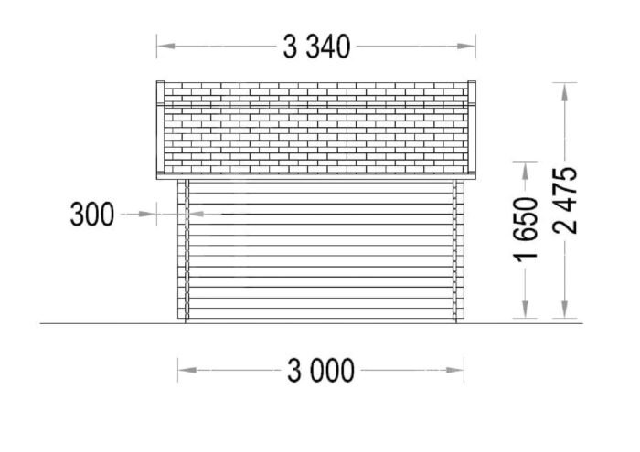 Gartenhaus OHIO (34 mm), 3x3 m, 9 m²