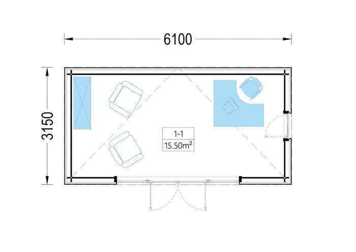 Premium Gartenhaus Tobi (34mm + Holzverschalung), 6x3m, 18m²