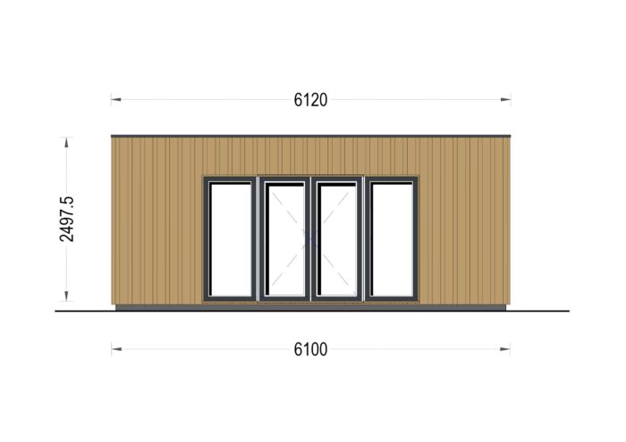 Premium Gartenhaus Tobi (34mm + Holzverschalung), 6x3m, 18m²