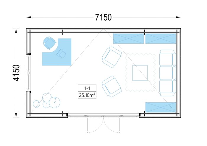 Premium Gartenhaus Tobi (34 mm + Holzverschalung) 24m²