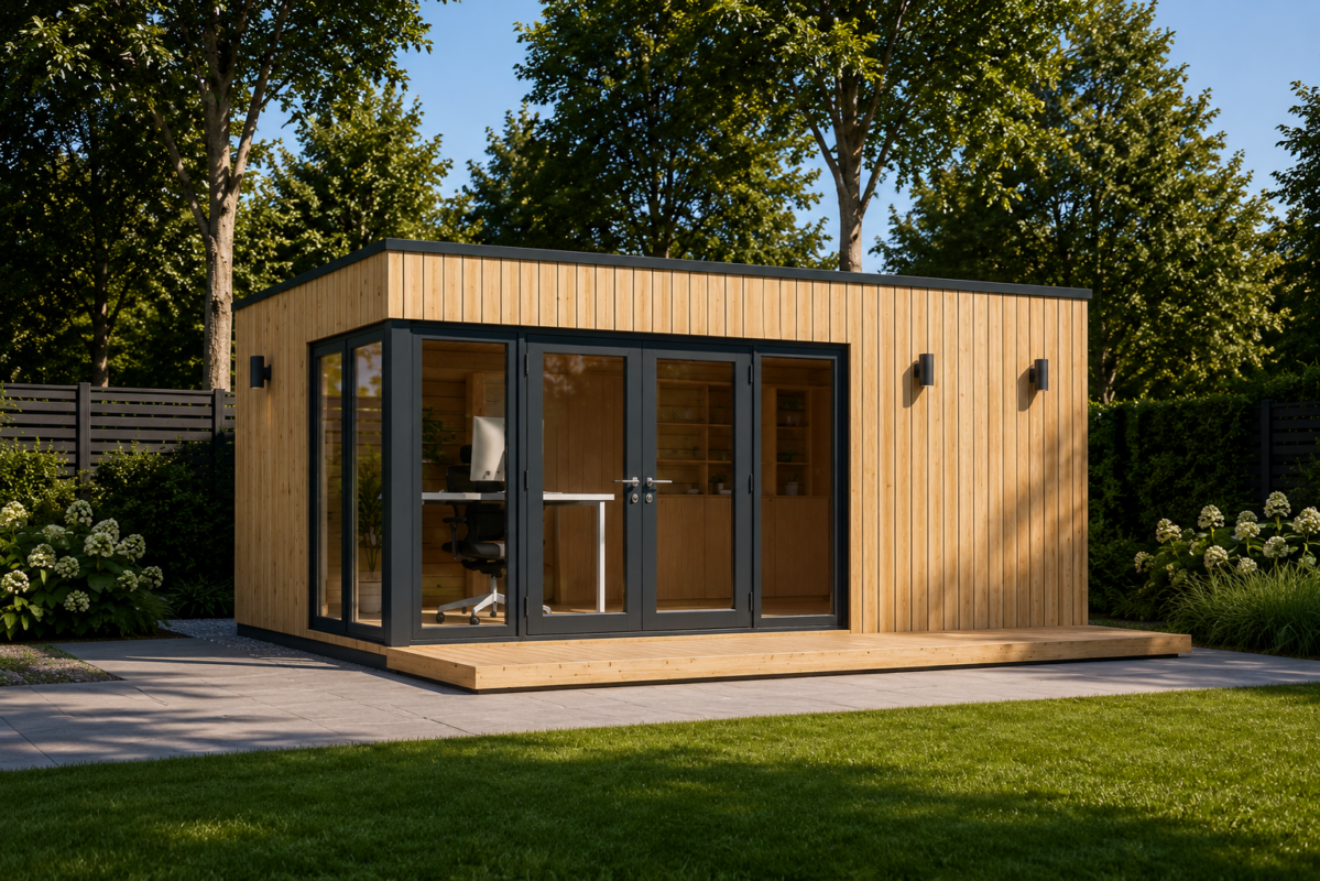 Premium Gartenhaus (34mm + Holzverschalung), 6x4m, 24m²