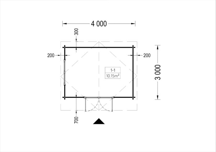 Gartenhaus Ried, 4x3 m, 12 m²