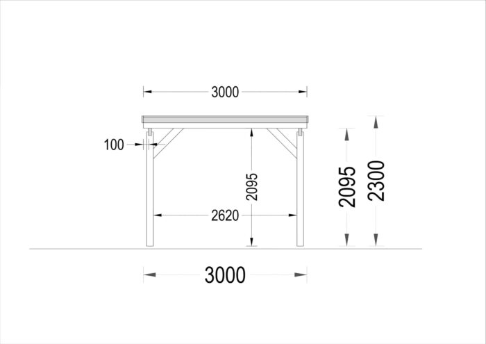 Carport aus Holz mit Flachdach, 3x6m, 18m²