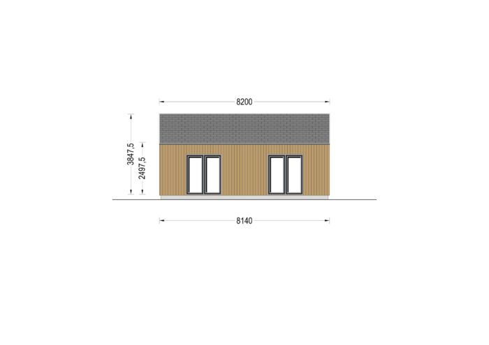 Holzhaus VALENTIN (44mm + Holzverschalung) 80 m²