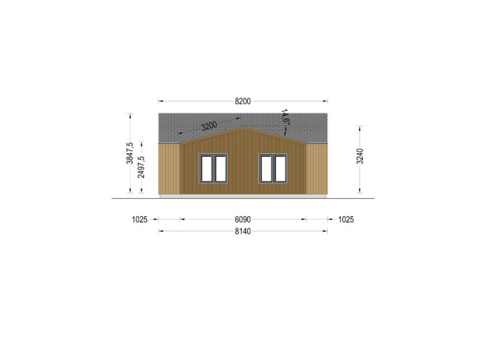 Holzhaus VALENTIN (44mm + Holzverschalung) 80 m²