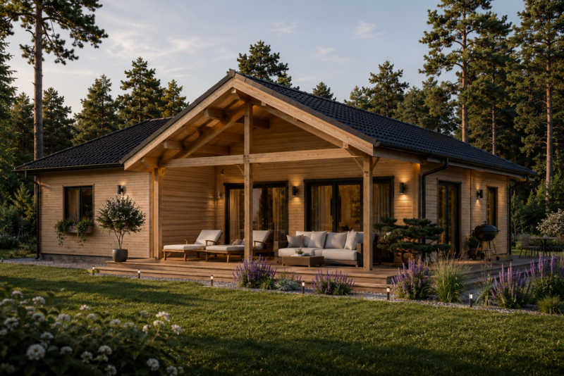 Bungalow Aurora Isoliert 66mm + Holzverschalung),63 m²