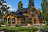 Holzwohnhaus DACHSTEIN , 66 mm + Holzverschalung), 108 m² + 13 m² Terrasse – Bild 3