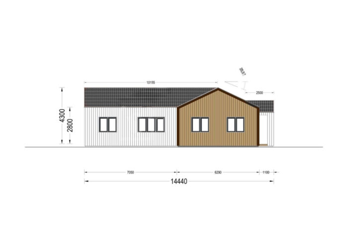 Holzwohnhaus TAUERN (Isoliert, 66 mm + Holzverschalung), 127 m²