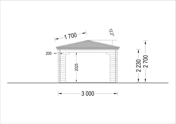 Gartenpavillon FERL (44mm), 3x3m, 9m²