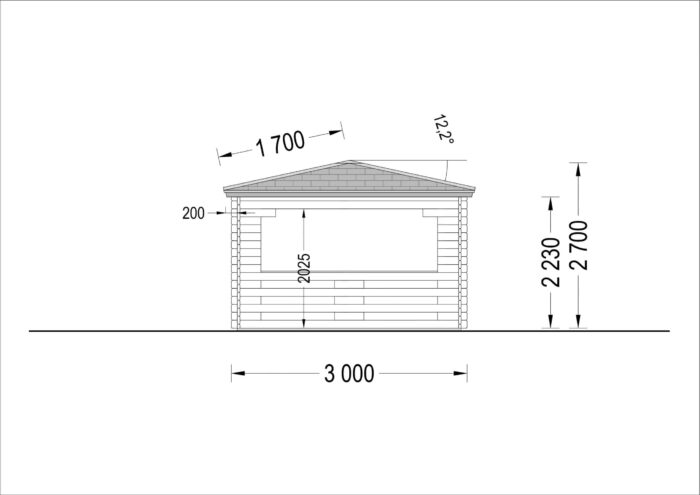 Gartenpavillon FERL (44mm), 3x3m, 9m²