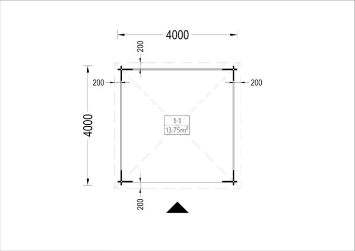 Gartenpavillon FERL(44mm), 4x4m, 16m²