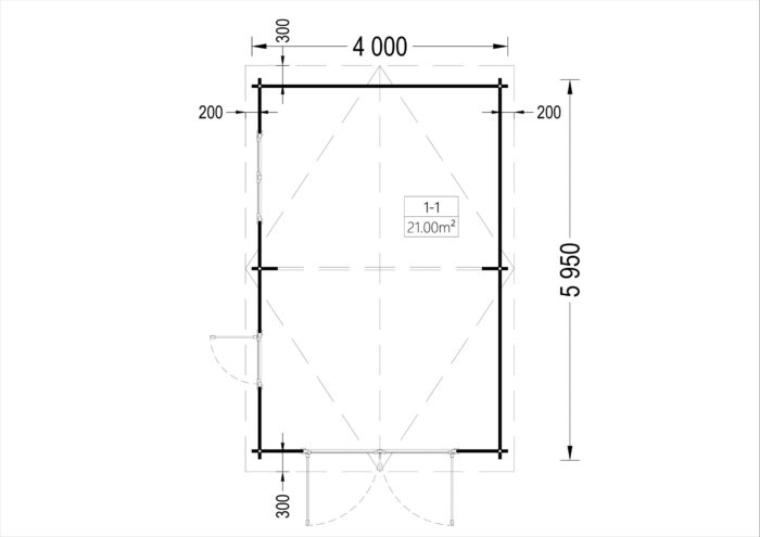 Einzelgarage aus Holz (44 mm), 4x6 m, 24 m²