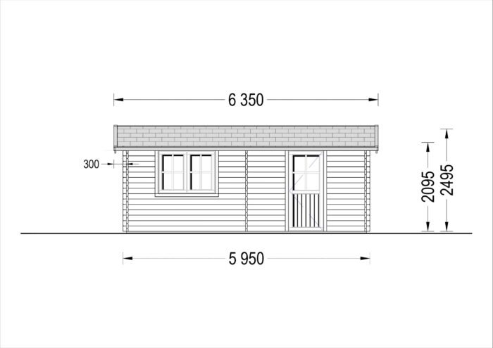 Einzelgarage aus Holz (44 mm), 4x6 m, 24 m²