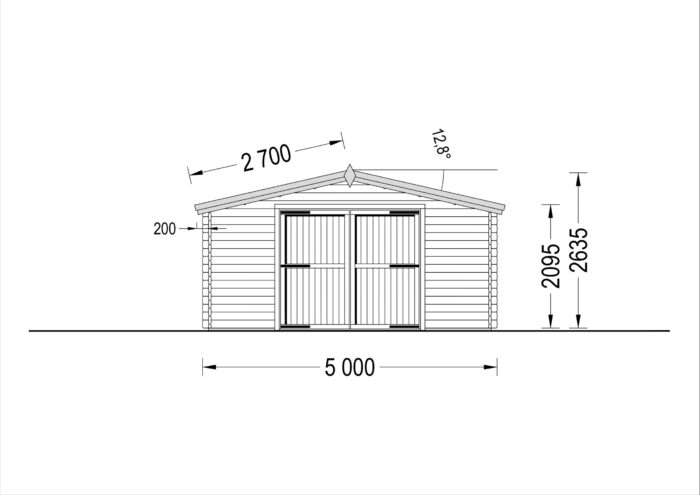 Einzelgarage aus Holz (44mm), 5x6m, 30m²