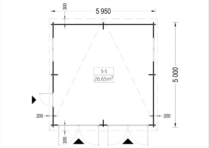 Doppelgarage aus Holz mit Pultdach (44 mm), 6x5 m, 30 m²