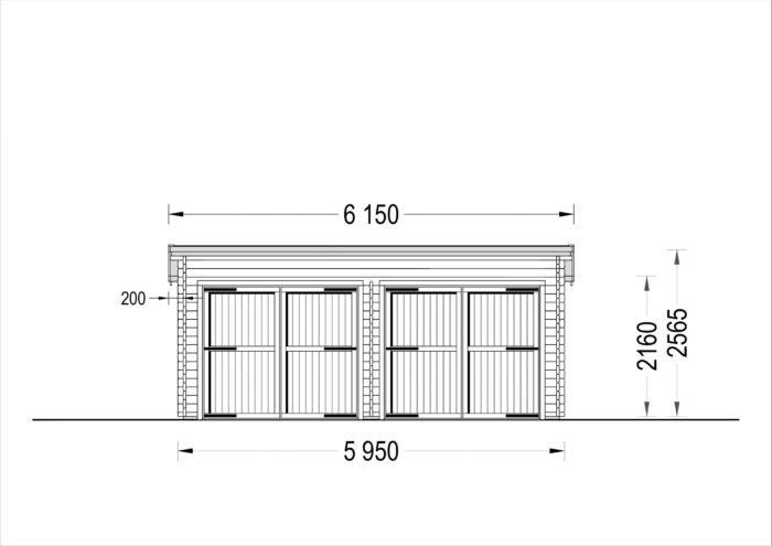 Doppelgarage aus Holz mit Pultdach (44 mm), 6x5 m, 30 m²