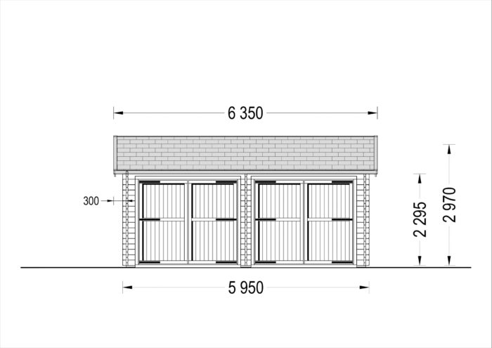 Doppelgarage aus Holz TWIN (44mm) 6x6m, 36m²