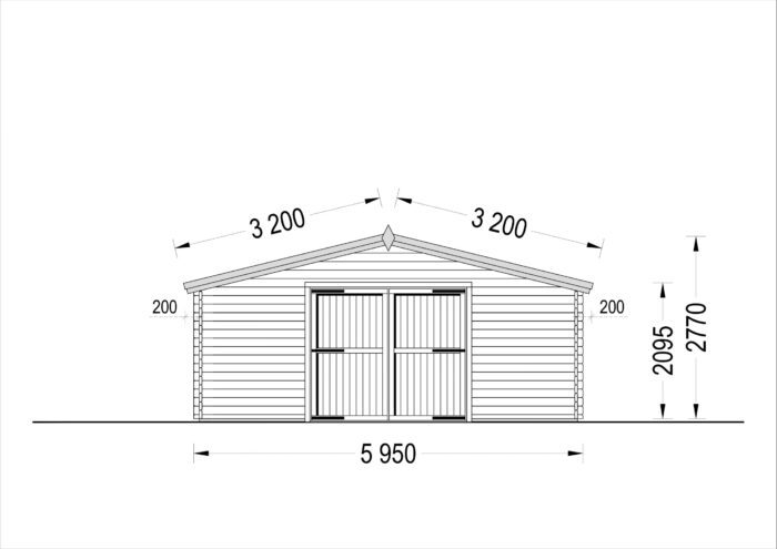 Einzelgarage aus Holz (44mm) 6x6m, 36m²