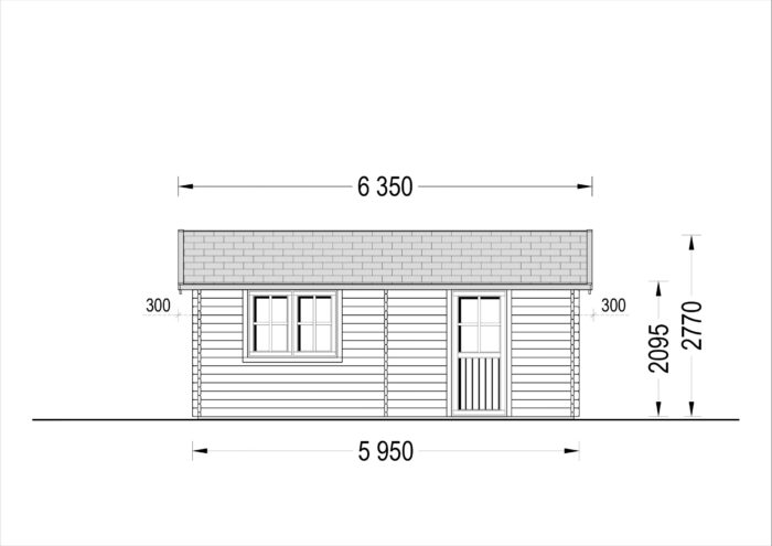 Einzelgarage aus Holz (44mm) 6x6m, 36m²