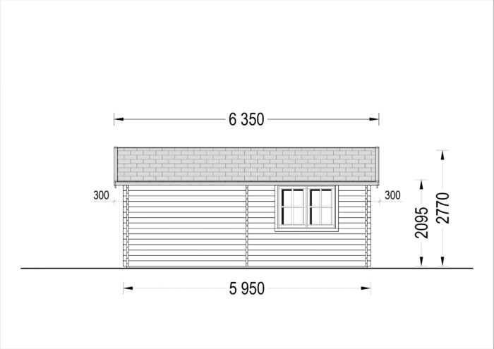 Einzelgarage aus Holz (44mm) 6x6m, 36m²