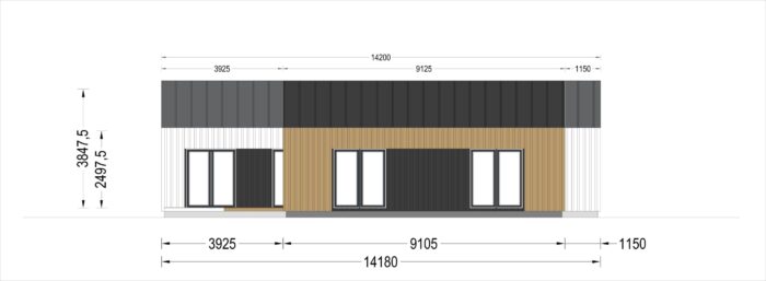 Holzhaus Salzburg (Isoliert, 68mm + Holzverschalung), 139m²