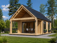 Blockbohlenhaus ANNA (44 mm + Holzverschalung ), 39 m² Extra Isoliert
