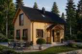 Blockbohlenhaus ERNI (66mm + Holzverschalung, Isoliert) 70 m²