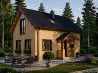 Blockbohlenhaus ERNI (66mm + Holzverschalung, Isoliert) 70 m²