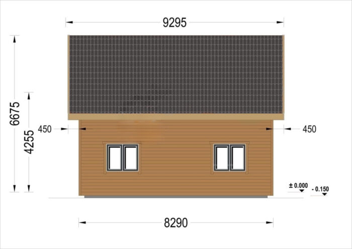 Blockbohlenhaus ERNI (68mm + Holzverschalung, Isoliert) 70 m²