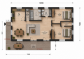 Blockbohlenhaus LIENZ (66 mm + Holzverschalung Isoliert) 103 m² – Bild 3