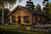 Blockbohlenhaus LIENZ (66 mm + Holzverschalung Isoliert) 103 m² – Bild 2