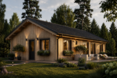 Blockbohlenhaus LIENZ (66 mm + Holzverschalung Isoliert) 103 m²