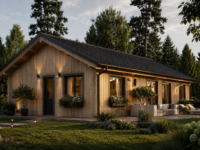 Blockbohlenhaus LIENZ (66 mm + Holzverschalung Isoliert) 103 m²