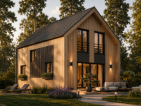Holzhaus AUSTRIA ( 66mm + Holzverschalung, Isoliert), 81m²