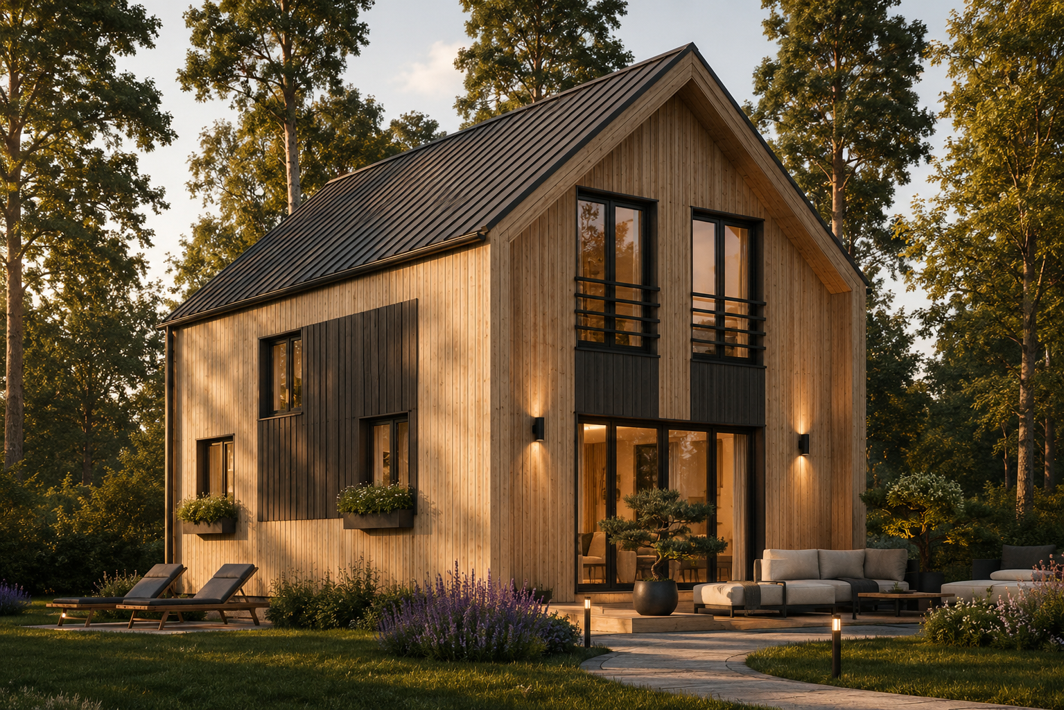 Wohnhaus_Austria Holzhaus AUSTRIA ( 66mm + Holzverschalung, Isoliert), 81m² – Bild 1
