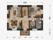 Blockbohlenhaus ERNI (66mm + Holzverschalung, Isoliert) 70 m² – Bild 4
