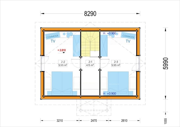 Blockbohlenhaus ERNI (68mm + Holzverschalung, Isoliert) 70 m²