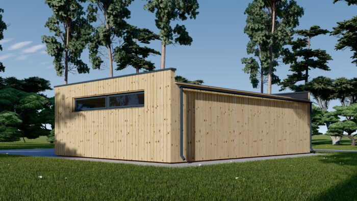 Holzgarage mit Flachdach Plus (34mm + Holzverschalung), 8x6m, 48m²