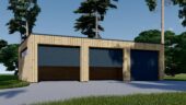Dreifachgarage mit Flachdach (34mm + Holzverschalung), 9x6m, 54m²