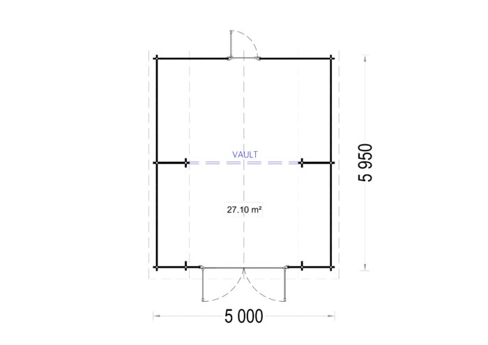 Holzgarage Kansas (44mm), 5x6m, 30m²