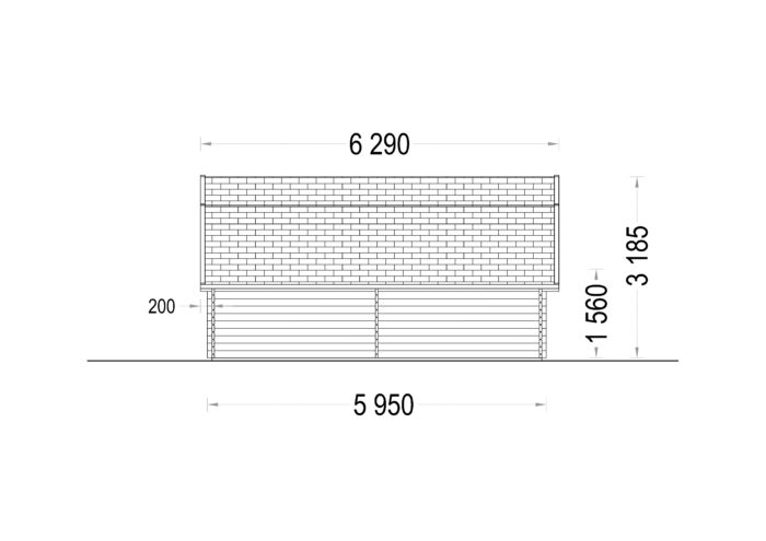 Holzgarage Kansas (44mm), 5x6m, 30m²