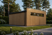 Doppelgarage mit Flachdach (34mm + Holzverschalung), 6x6m, 36m² – Bild 2