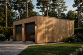 Doppelgarage mit Flachdach (34mm + Holzverschalung), 6x6m, 36m² – Bild 5