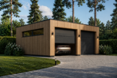 Doppelgarage mit Flachdach (34mm + Holzverschalung), 6x6m, 36m² – Bild 6