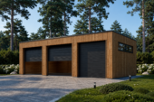 Dreifachgarage mit Flachdach (34mm + Holzverschalung), 9x6m, 54m²