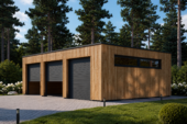 Dreifachgarage mit Flachdach (34mm + Holzverschalung), 9x6m, 54m² – Bild 2